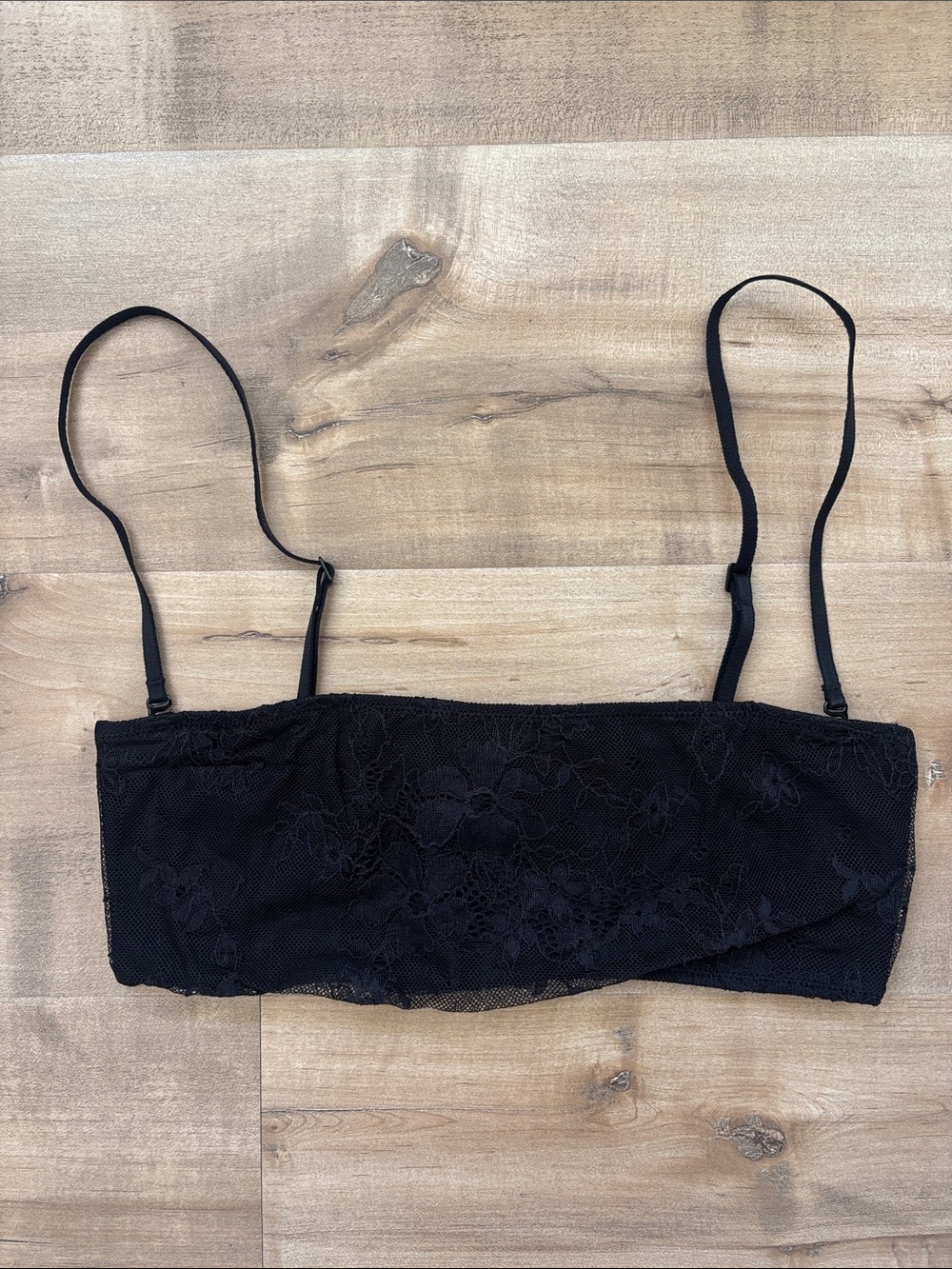 SKIMS Black Lace Bandeau with Adjustable Straps